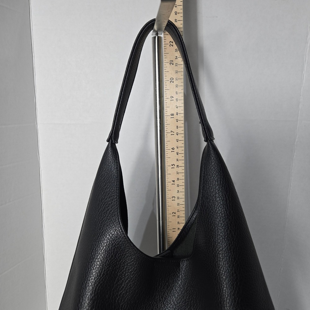 Hoxis Hobo Shoulder Bag Large Black Pebbled Vegan Leather Slouchy Tote - Picture 5 of 9